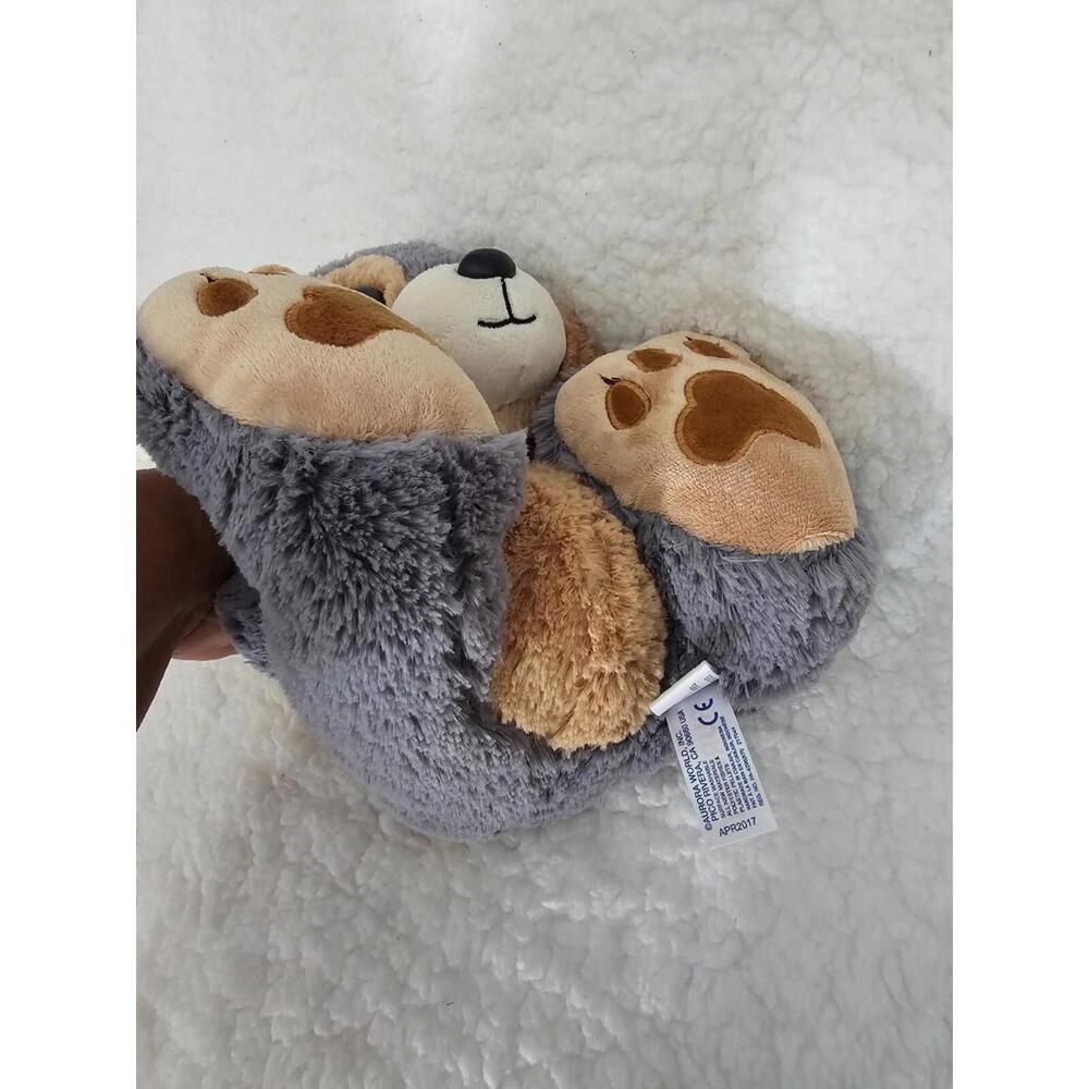 New Aurora Taddle Toes Plush Eclipse Wolf Big Feet Sitting Husky Gray/Brown 9" - Picture 7 of 11
